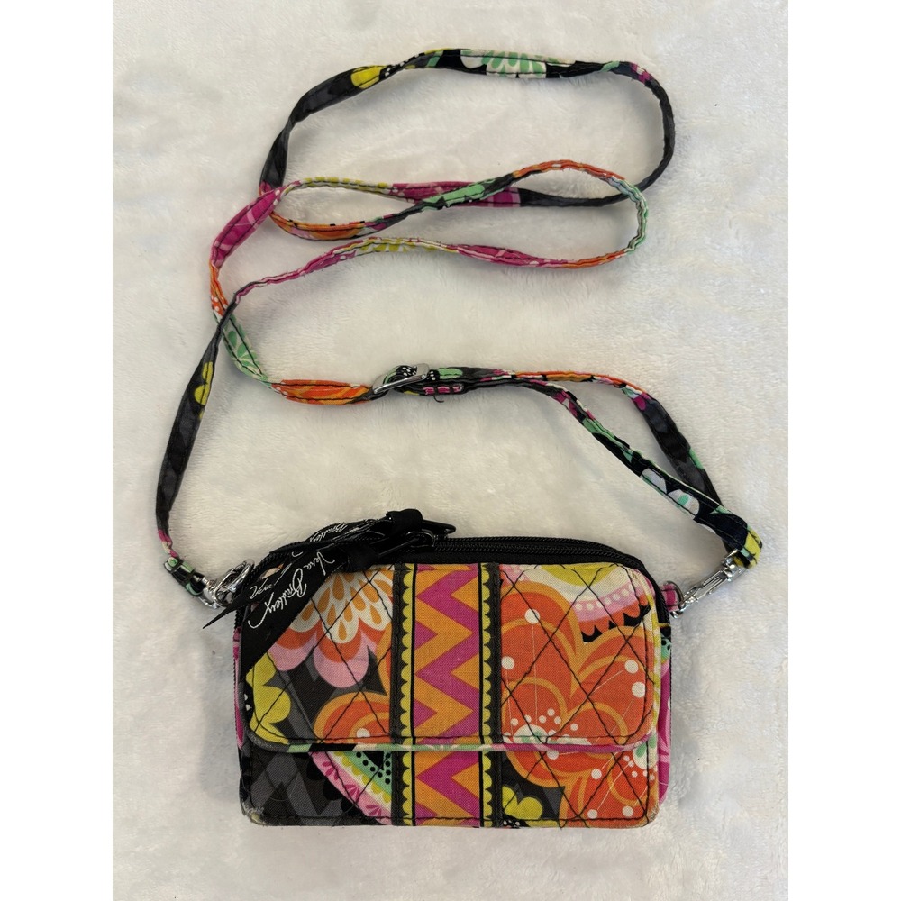 Vera Bradley Quilted Floral Crossbody Wallet Bag Multicolor Cotton